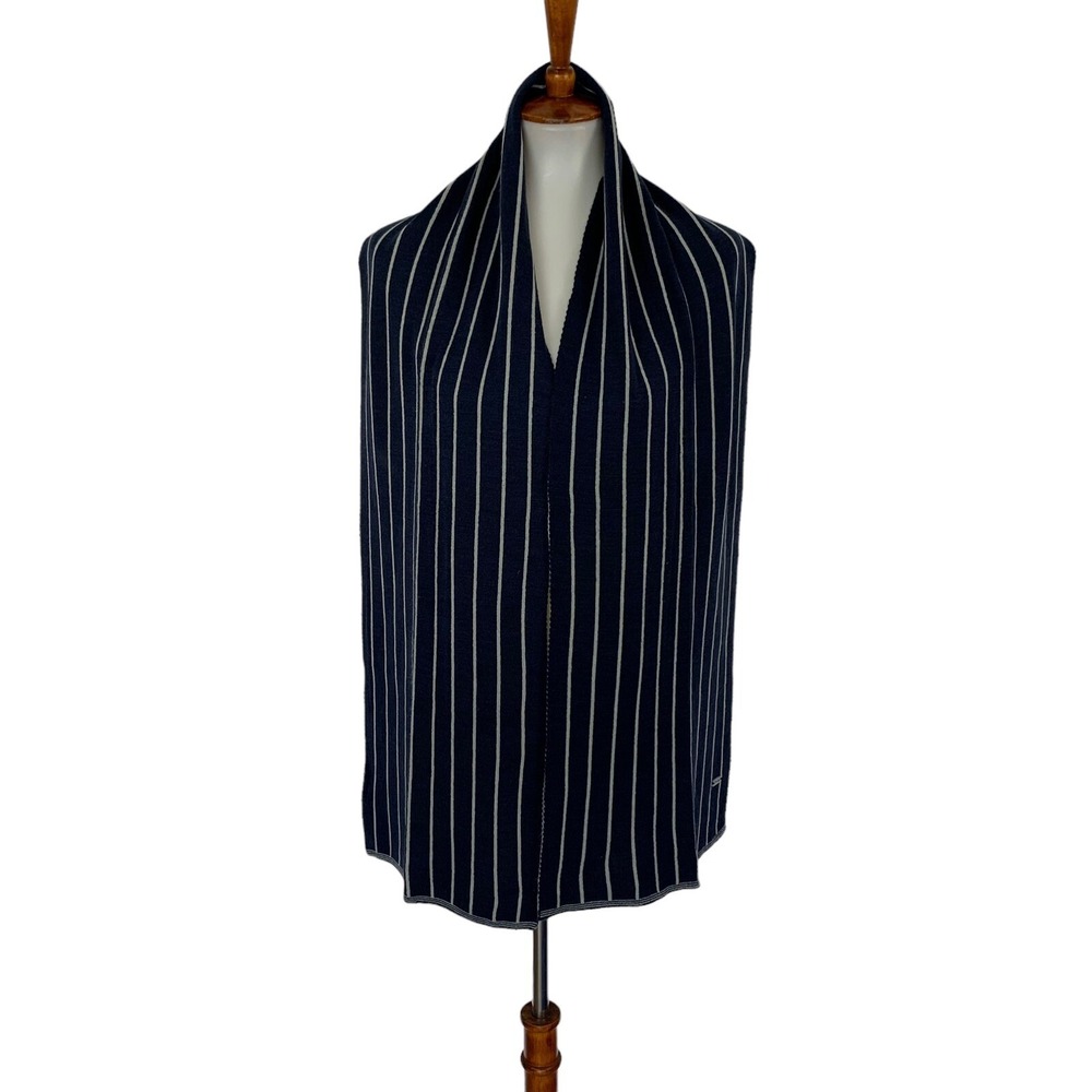 Hering Fashion Navy White Striped Knit Shawl Scarf Wrap‎ One Size